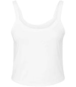Bella Ladies Micro Rib Spaghetti Strap Tank Top Solid White Blend