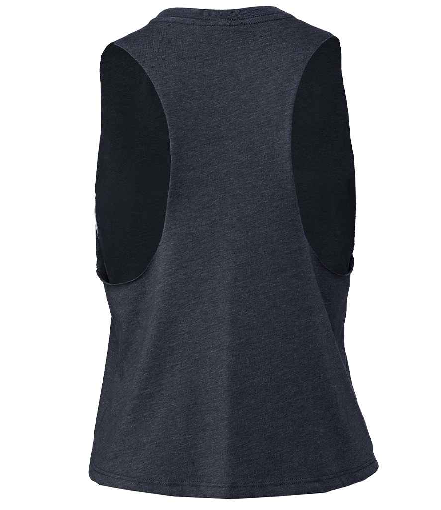 Bella Ladies Racer Back Cropped Tank Top Heather Navy