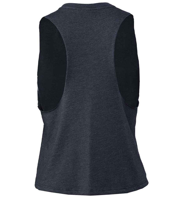 Bella Ladies Racer Back Cropped Tank Top Heather Navy
