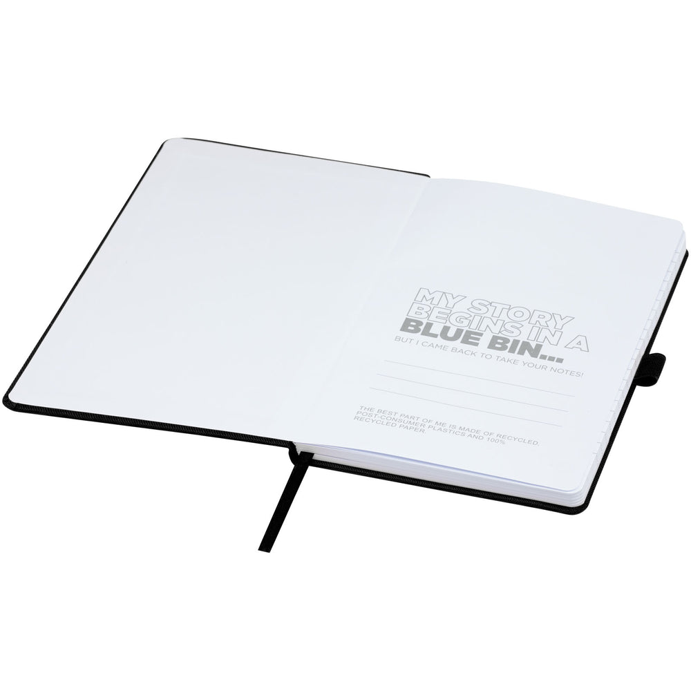 Branded Honua A5 recycled paper notebook with recycled PET cover