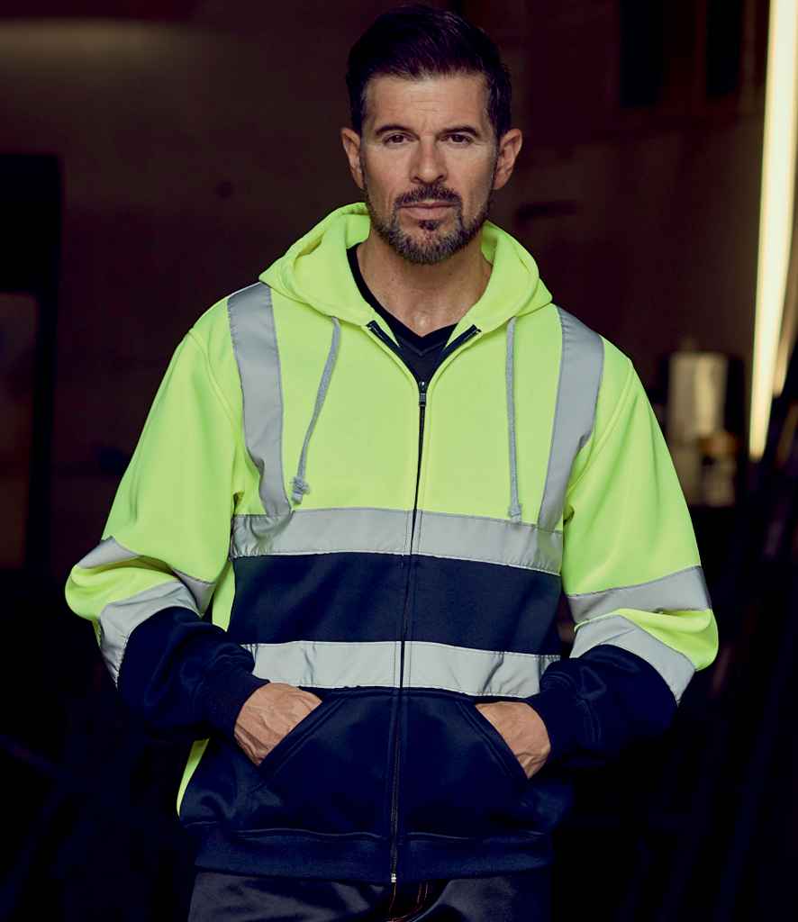 Yoko Hi-Vis Zip Hoodie Yellow/Navy