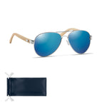 Branded Bamboo sunglasses in pouch