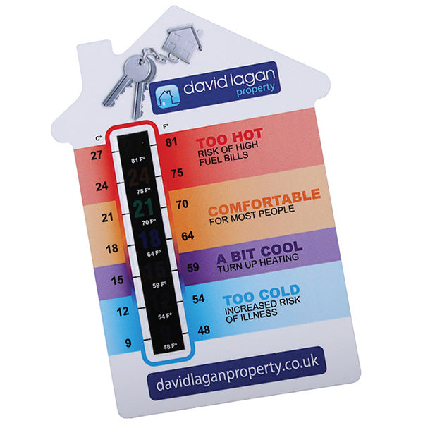 House Shaped Temperature Gauge Card Printed Full Colour with Magnet and Adhesive Pad