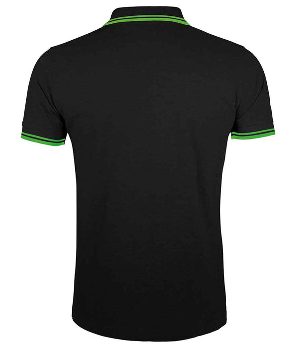 SOL'S Pasadena Tipped Cotton Piqué Polo Shirt Black/Lime Green