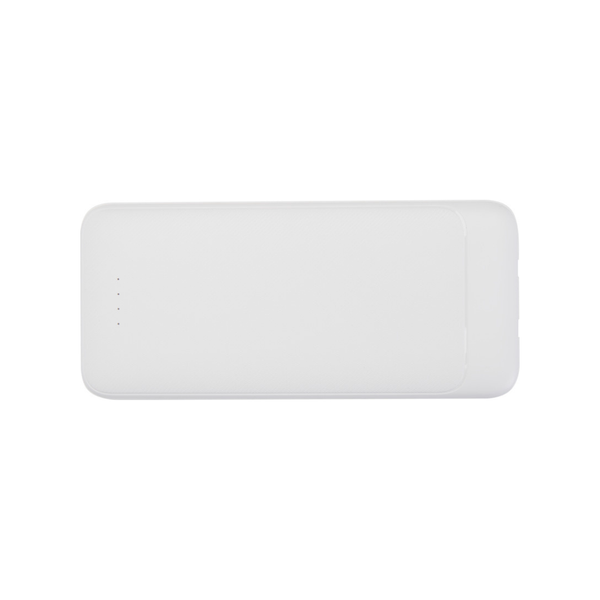 Adhil 10.000 mAh 10W recycled plastic power bank with 2 built-in cables