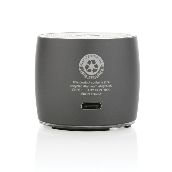 Branded Swiss Peak RCS recycled aluminum 3W bass speaker