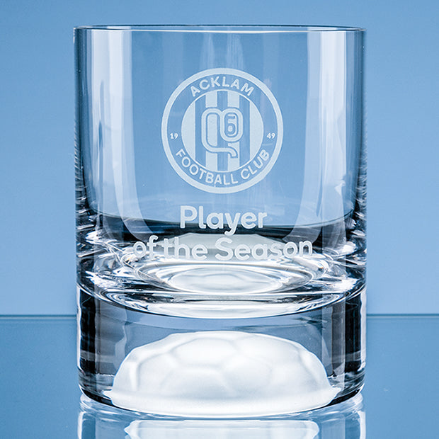 Branded 10oz Handmade Football Base Whisky Tumbler