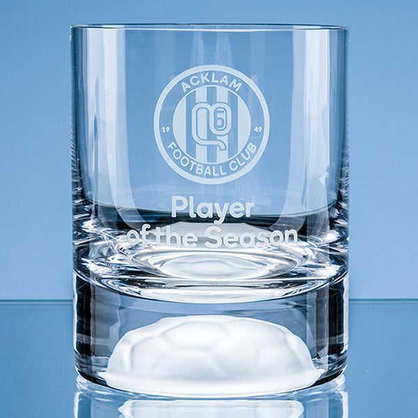 Branded 10oz Handmade Football Base Whisky Tumbler