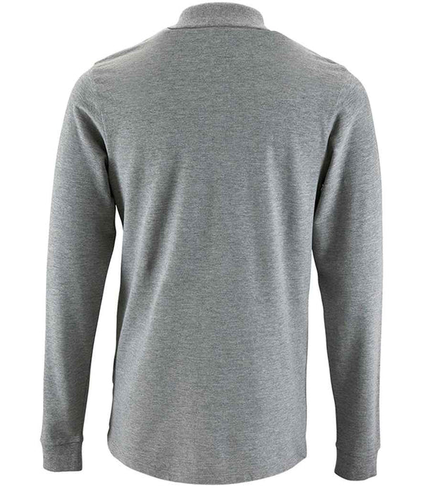 SOL'S Perfect Long Sleeve Piqué Polo Shirt Grey Marl