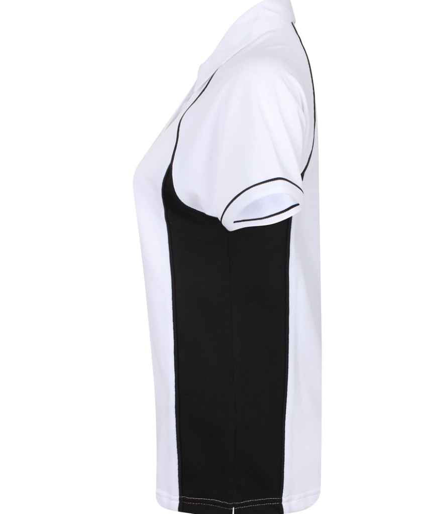 Finden + Hales Ladies Performance Piped Polo Shirt White/Black/Black