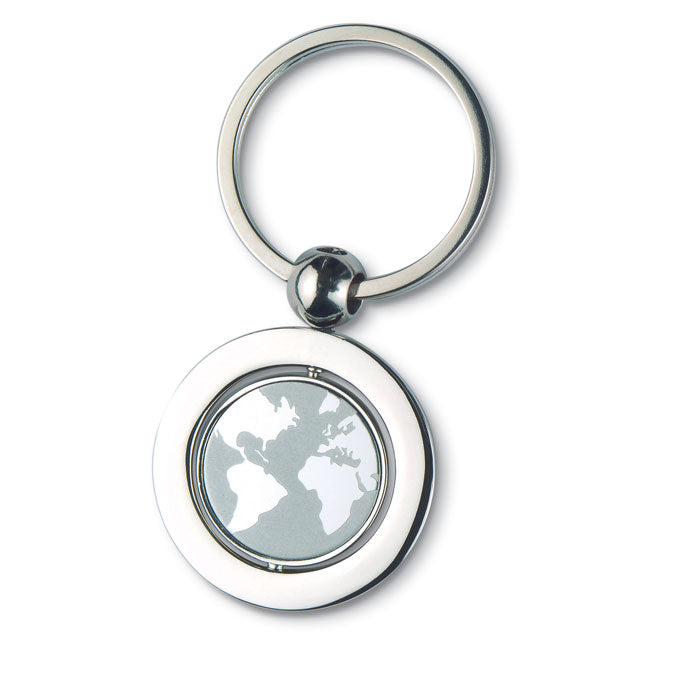Branded Globe metal key ring