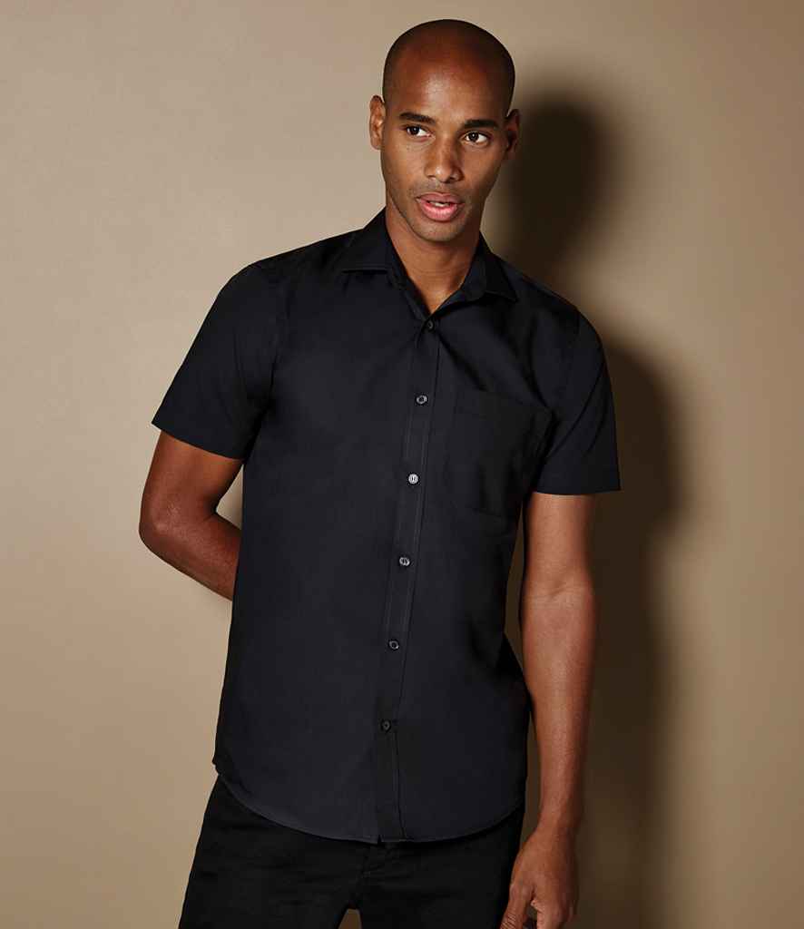 Kustom Kit Short Sleeve Tailored Poplin Shirt Dark Navy