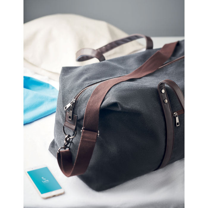Branded Weekend bag in canvas 450gr/m²