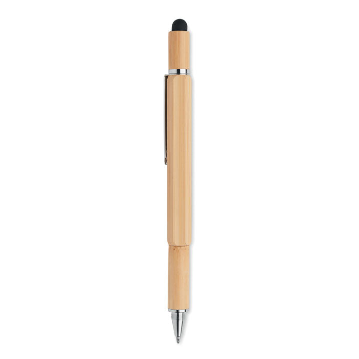 Branded Spirit level pen in bamboo