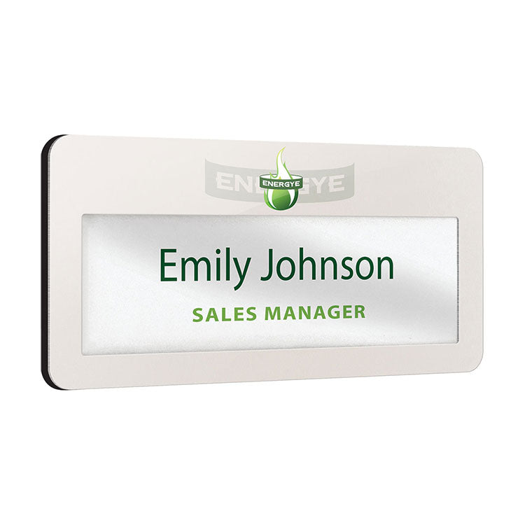 Metal Faced Reusable Name Window Badges