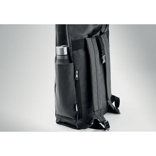 Branded 600D RPET 2 tone roll top backpack