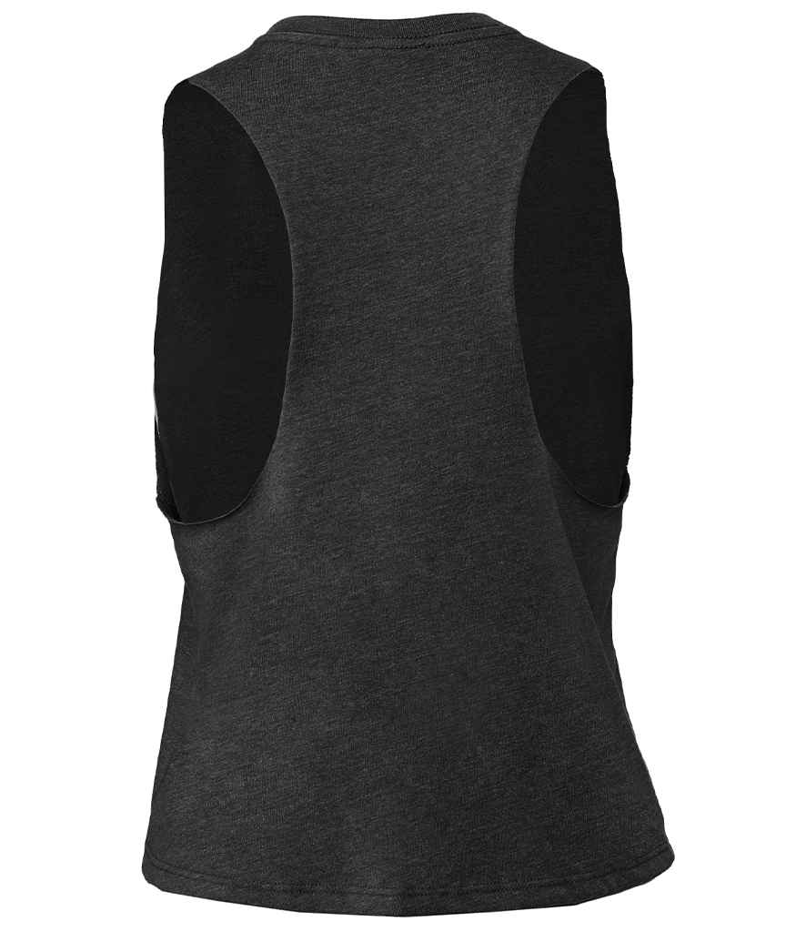 Bella Ladies Racer Back Cropped Tank Top Dark Grey Heather