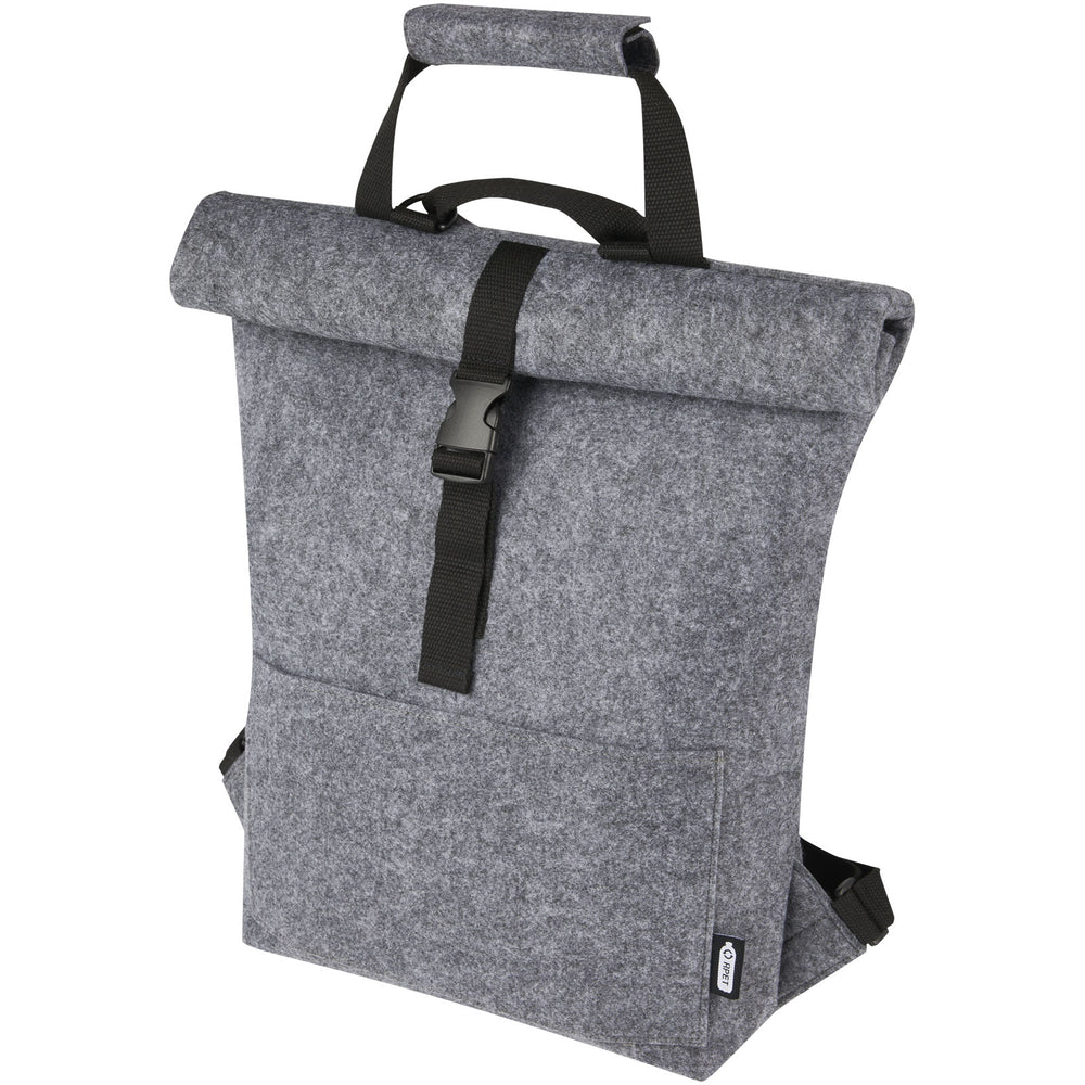 Branded Felta GRS recycled felt roll-top bike bag 13L