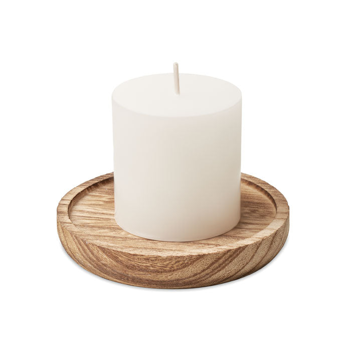 Branded Candle on round wooden base