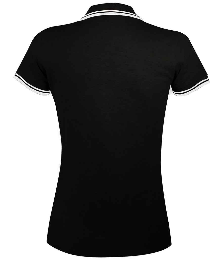 SOL'S Ladies Pasadena Tipped Cotton Piqué Polo Shirt Black/White