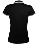 SOL'S Ladies Pasadena Tipped Cotton Piqué Polo Shirt Black/White