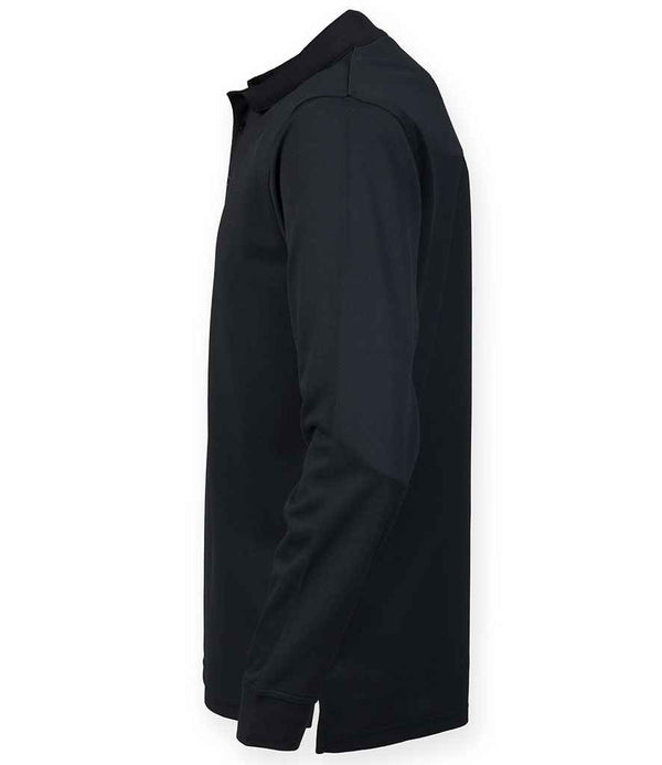 Henbury Unisex Long Sleeve Coolplus® Piqué Polo Shirt Black
