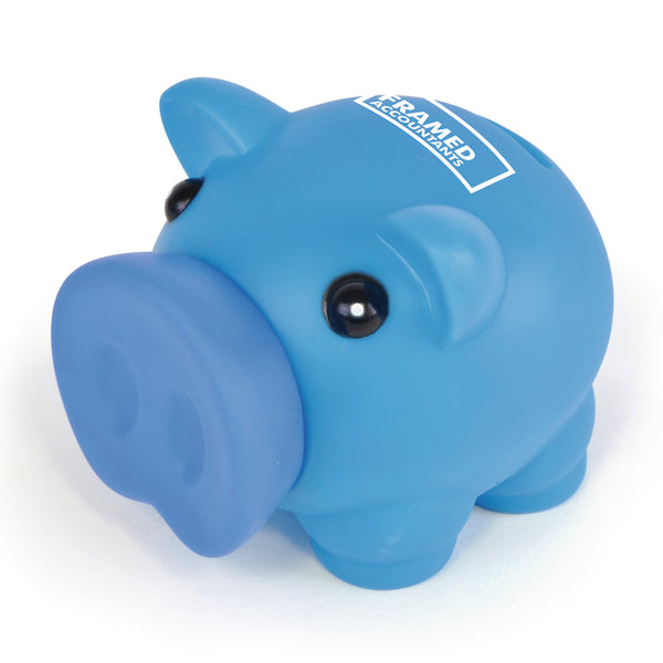 Branded Plastic Piggy Bank With Darkened Rubber Nose