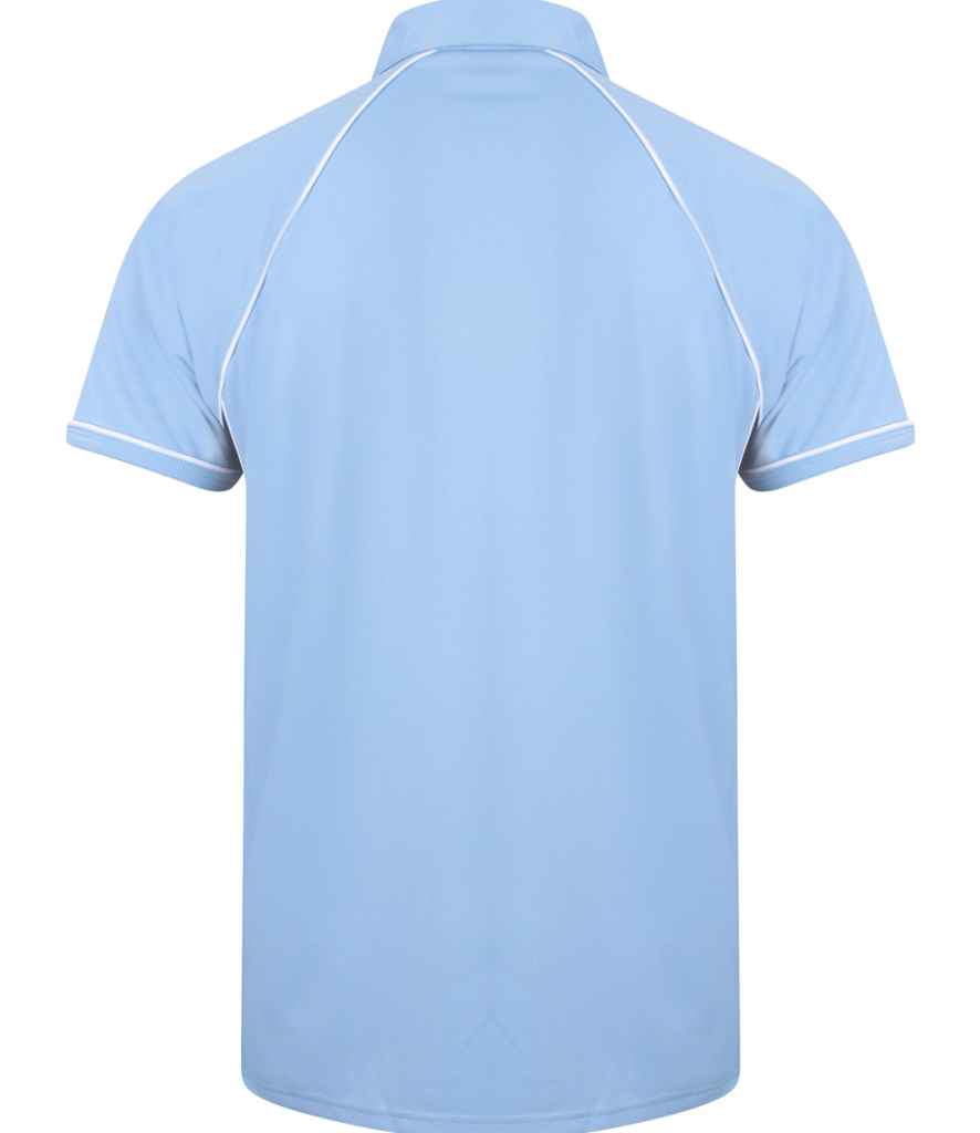 Finden + Hales Performance Piped Polo Shirt Sky Blue/Navy/White