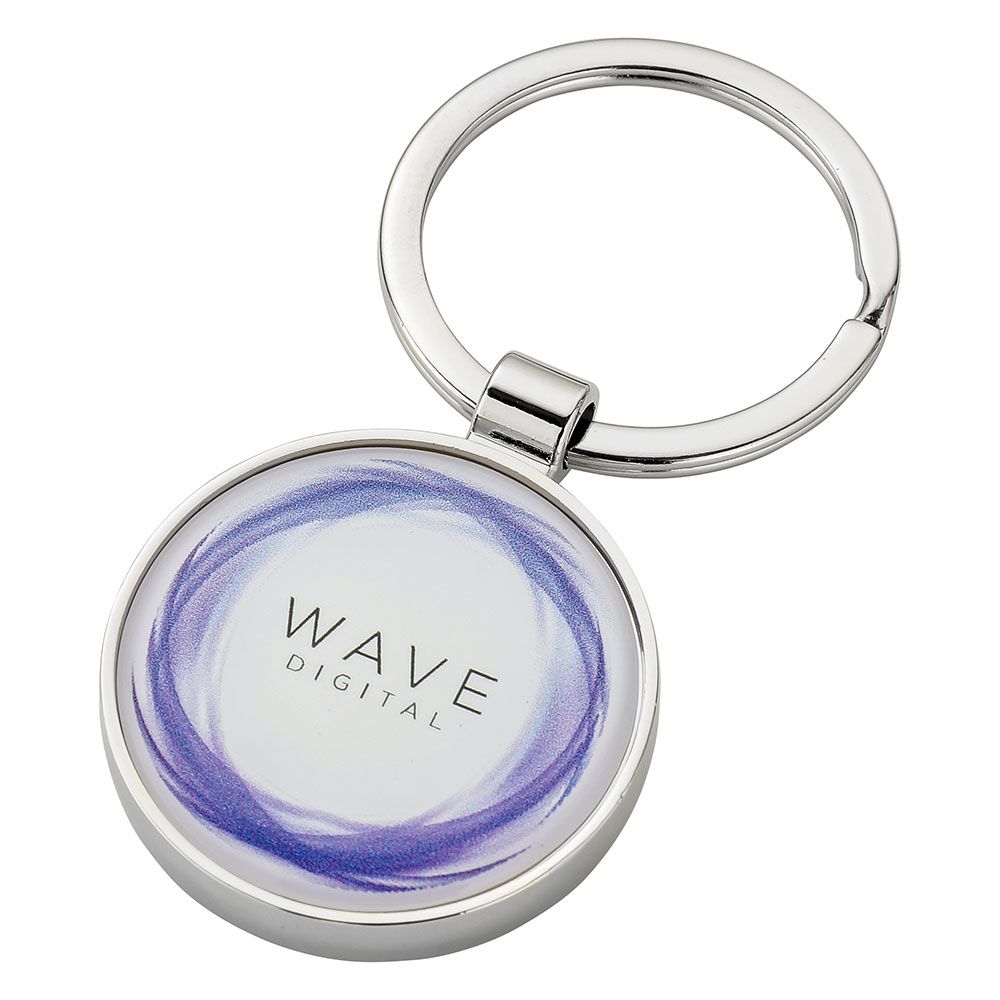 Round Metal Domed Logo Keyring