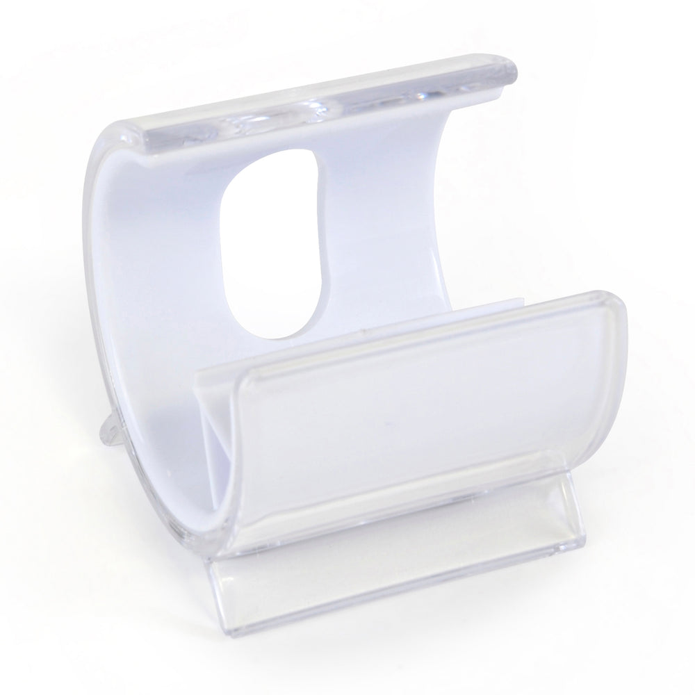 Branded Turbo Desk Phone Holder. Solid Colour Inner Plastic + Clear Cover