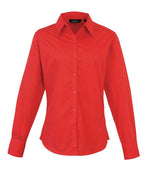 Premier Ladies Long Sleeve Poplin Blouse Red