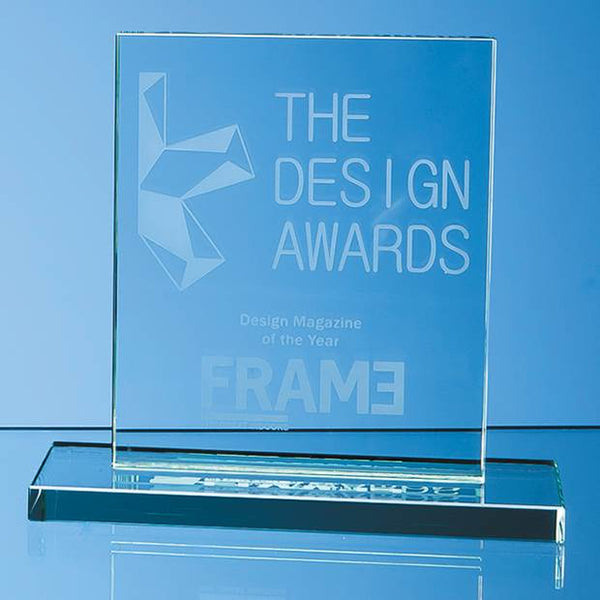 Branded 12cm x 9cm x 12mm Jade Glass Rectangle Award