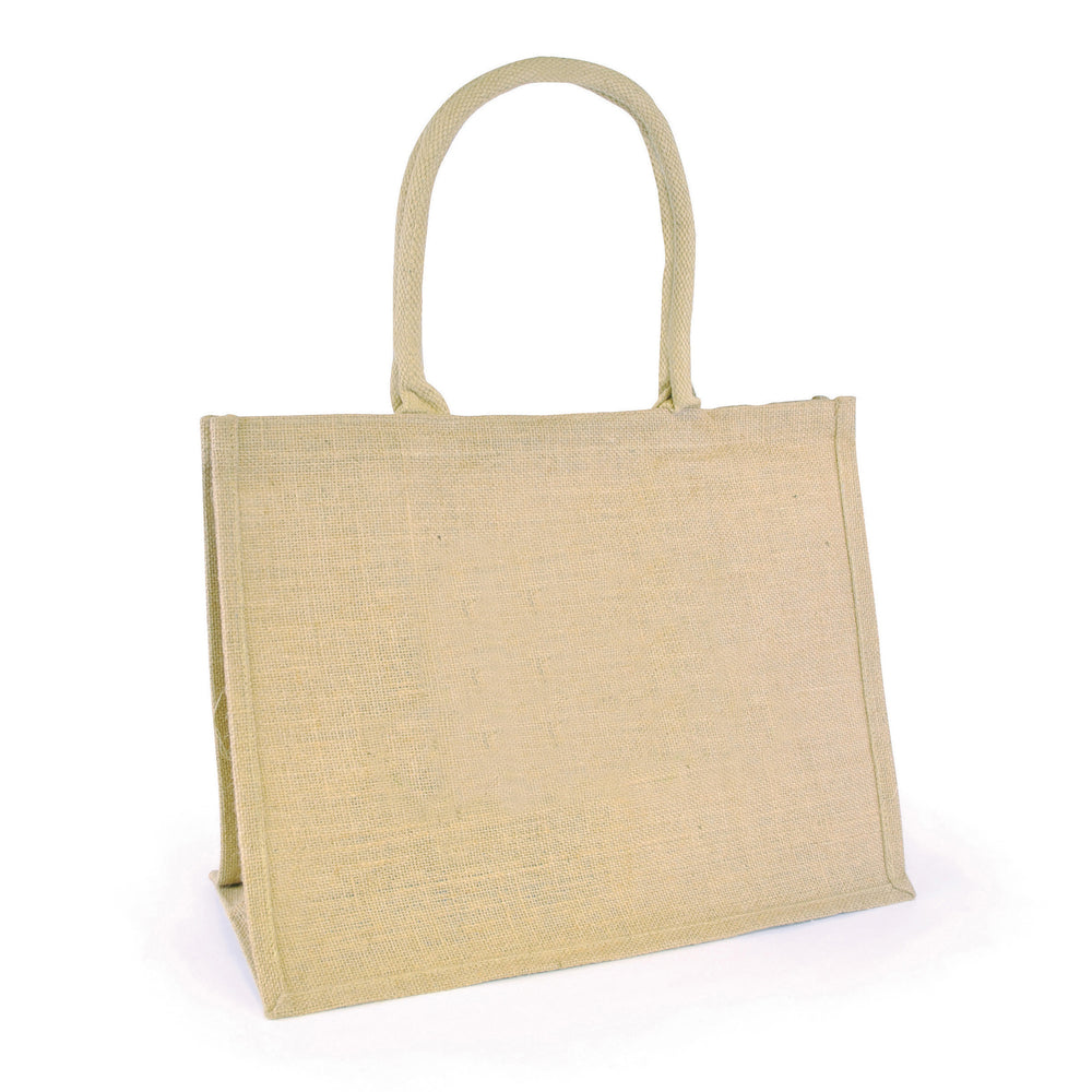 Chow Natural Jute Bag with trim + cotton webbing rope handles