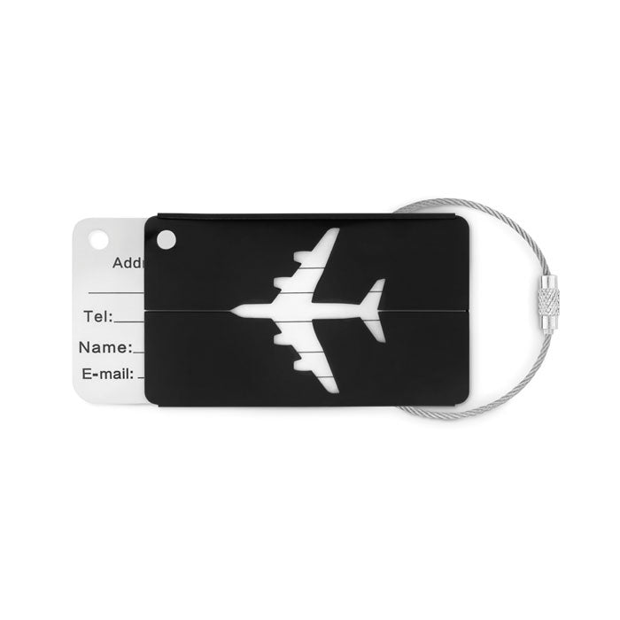 Branded Aluminium luggage tag with Plane cut-out