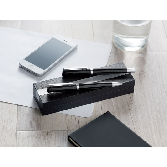 Pen and roller set in paper box