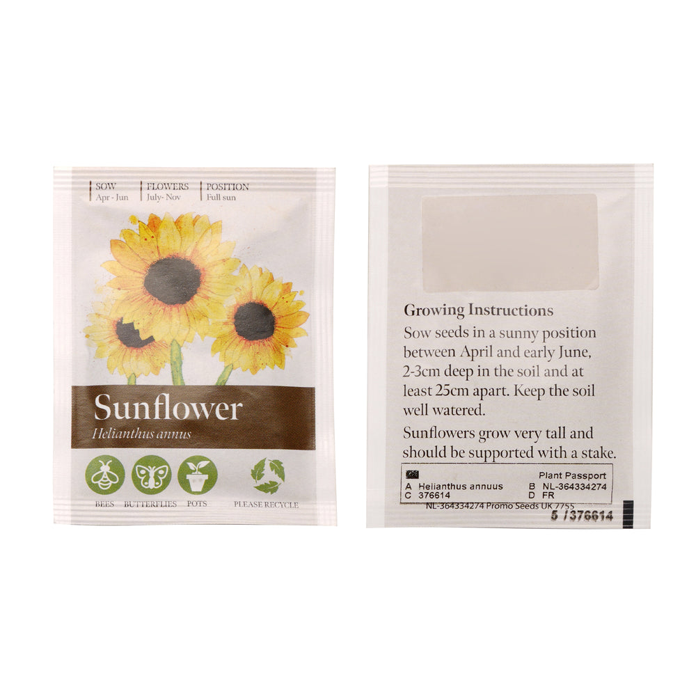 Seed Packet with Sticker to back Sun Flower