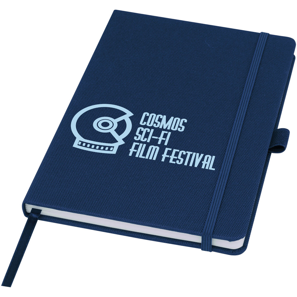 Branded Honua A5 recycled paper notebook with recycled PET cover