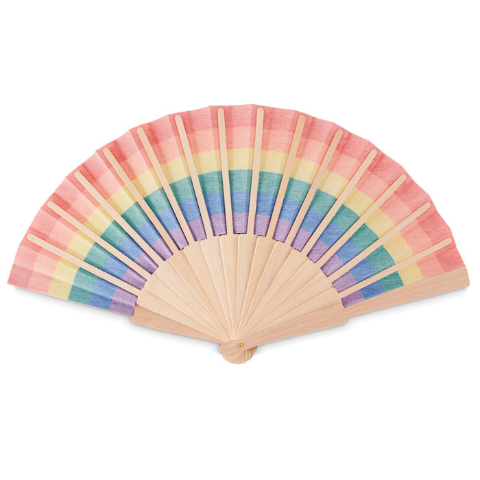 Branded Rainbow wooden hand fan