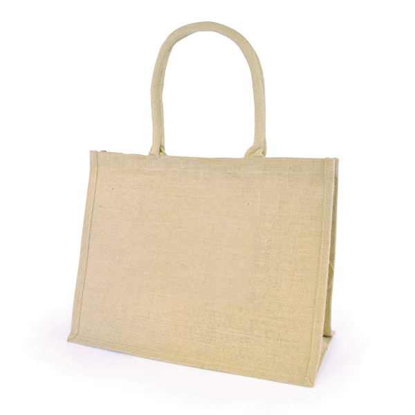 Chow Natural Jute Bag with trim + cotton webbing rope handles
