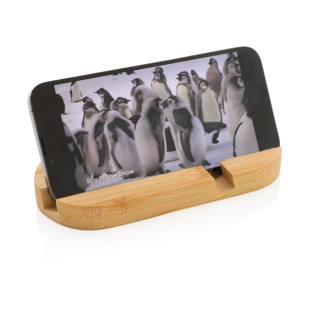 Branded Bamboo tablet and phone holder