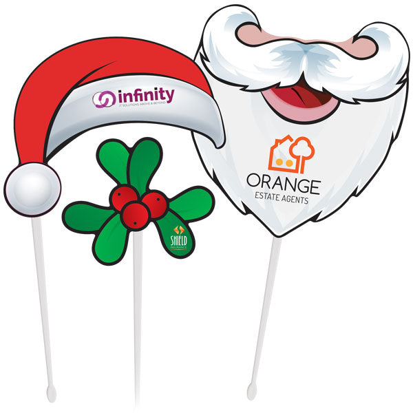 Festive Selfie Photo Props. Printed Full Colour