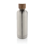 Branded Wood RCS certified recycled stainless steel vacuum bottle