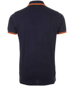 SOL'S Pasadena Tipped Cotton Piqué Polo Shirt French Navy/Neon Orange