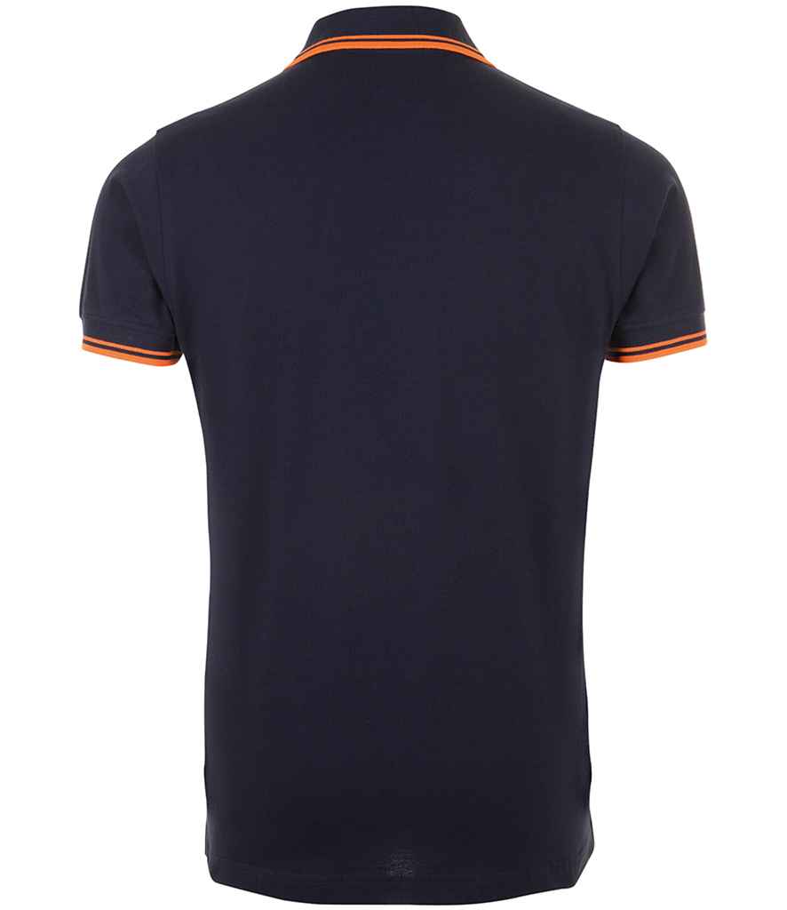 SOL'S Pasadena Tipped Cotton Piqué Polo Shirt French Navy/Neon Orange