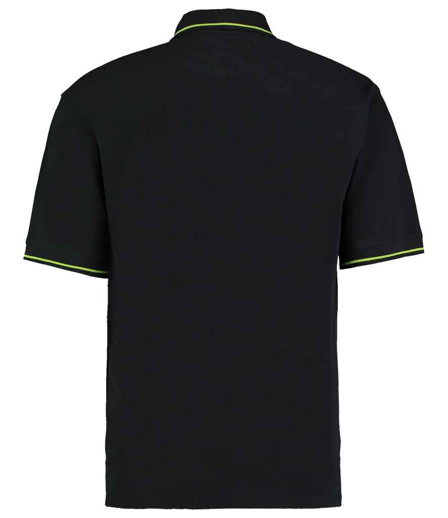 Kustom Kit St Mellion Tipped Cotton Piqué Polo Shirt Black/Lime Green