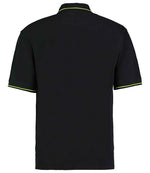 Kustom Kit St Mellion Tipped Cotton Piqué Polo Shirt Black/Lime Green
