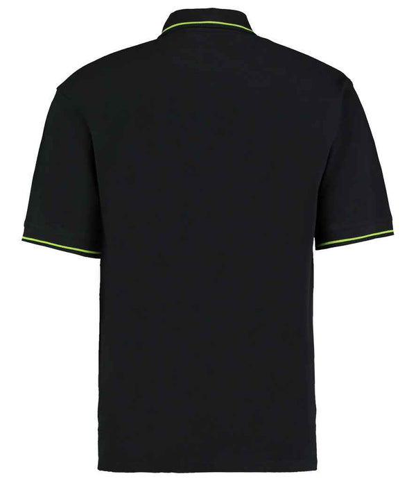 Kustom Kit St Mellion Tipped Cotton Piqué Polo Shirt Black/Lime Green