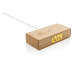 Branded Bamboo alarm clock with 5W wireless charger
