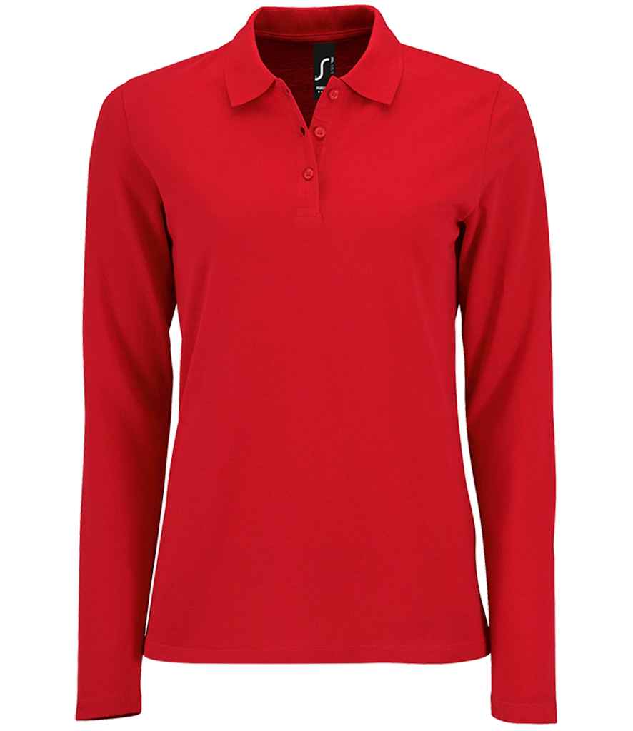 SOL'S Ladies Perfect Long Sleeve Piqué Polo Shirt Red