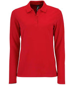 SOL'S Ladies Perfect Long Sleeve Piqué Polo Shirt Red